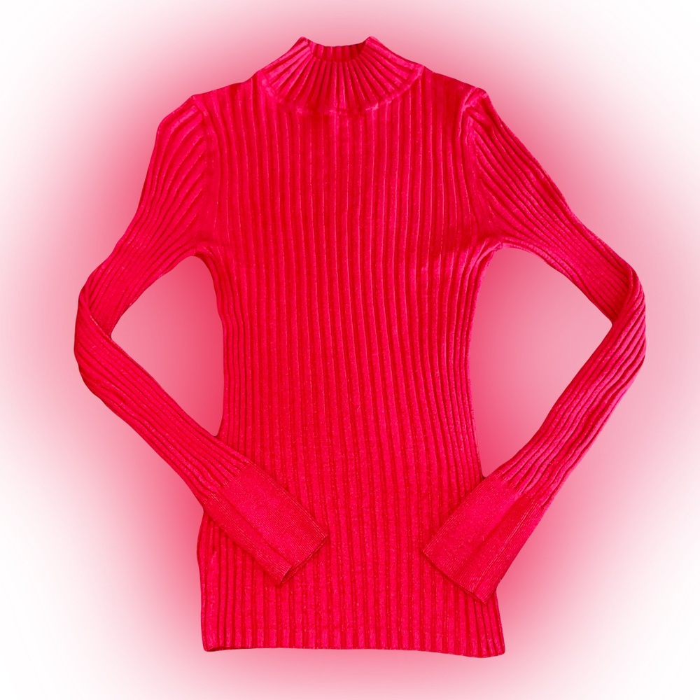LOFT RED RIBBED LONG-SLEEVE TURTLE NECK TOP // SIZE XS❤️